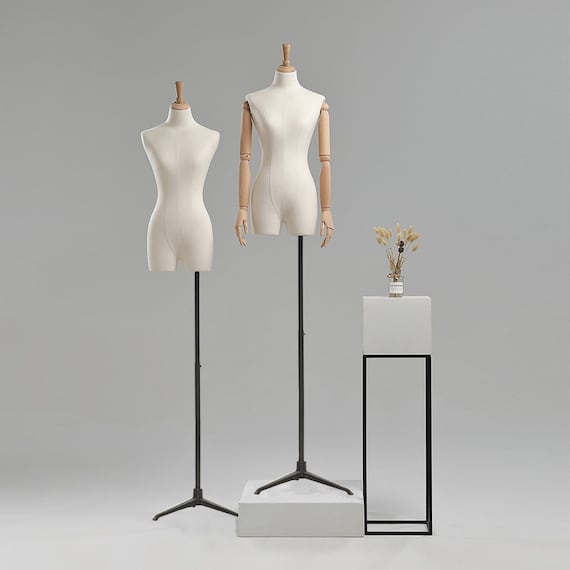 Female Adult Mannequin Torso With Stand, Half Body Woman Display Linen  Dress Form Adjustable Height,flexible Wooden Arms for Clothing. 