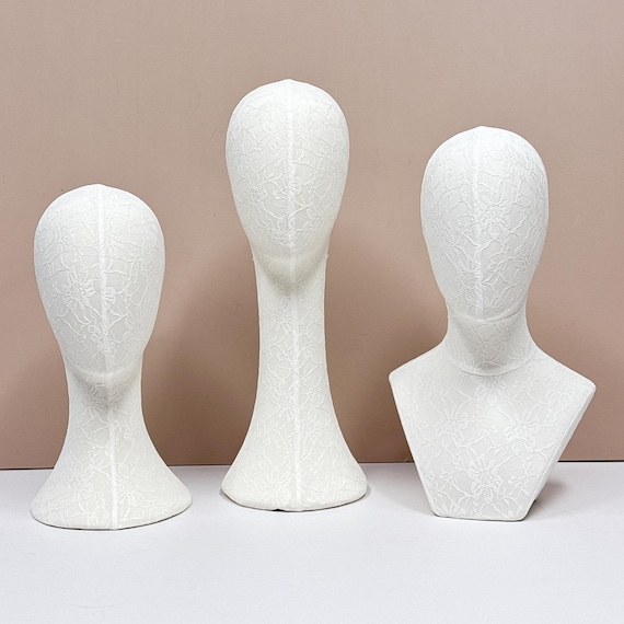 Lace Mannequin Head: Pin-friendly Foam Display for Veils & Jewelry