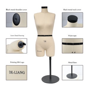SIZE 14 Half Scale Dress Form for Sewing, 1/2 Mini Dressmaker Dummy for ...