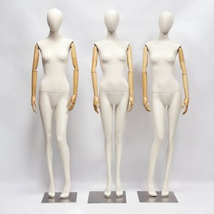 Luxury Female Mannequin: Linen Upper Body, Fiberglass Legs, Beech Wood Arms