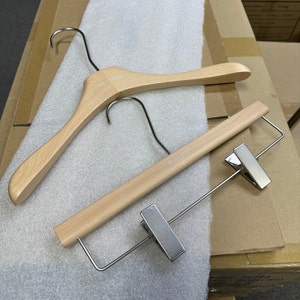 Beech Wood Hangers with Silver Hook: Customizable Logo