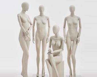 DE-LIANG Luxury Female Full Body Display Mannequin,Woman Beige Realistic Adjustable Dress Form, Stylish Fashion Display Cloth Model 1 pcs