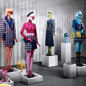 Clearance Sale Luxury Female Velvet Full body Display Mannequin with Colorful Wooden Arms, Window Display Dress Form Mannequin Brand Model