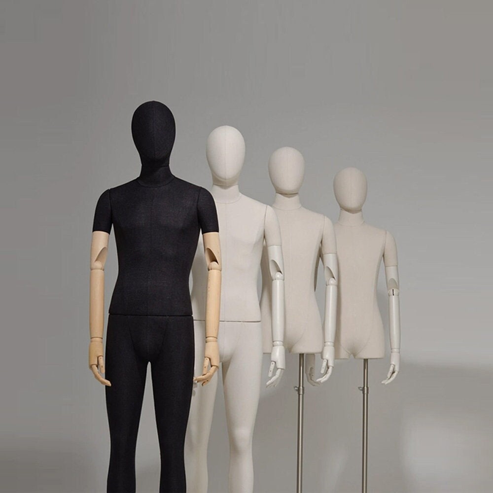 Clothing Store Fabric Mannequin Torso Female,half Body Grey Linen Dress  Form Display Body,clothing Dress Form Manikin Head Display Dummy 