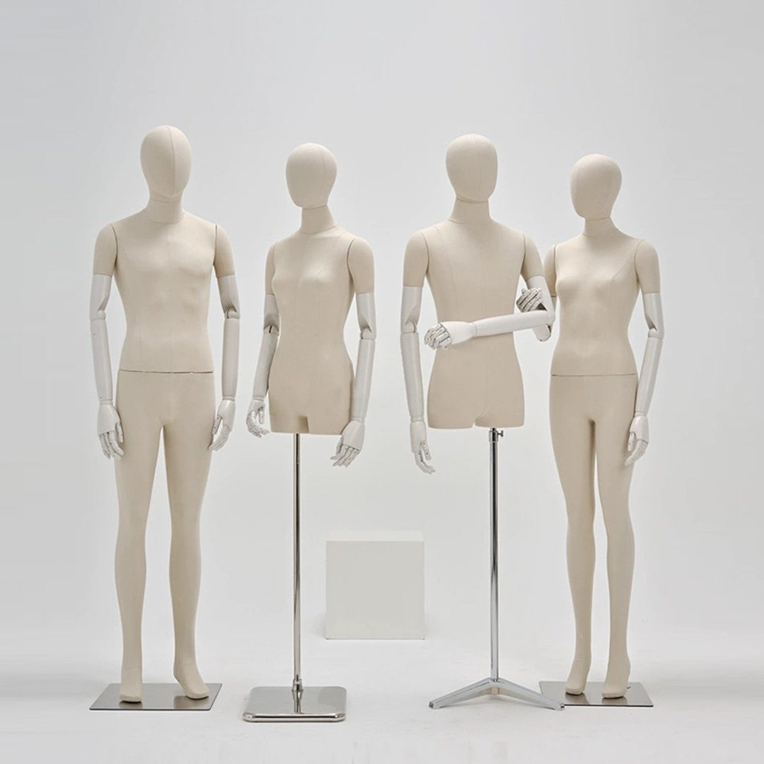dress form linen Female Half Body Dress Form Mannequin, Fully Pinnable torso dummy for Sewing and Dress Display, Beige Linen Display Mannikin,Mannequin Show