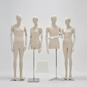 Elegant Linen Dress Form Mannequin: Detachable Head & Arms