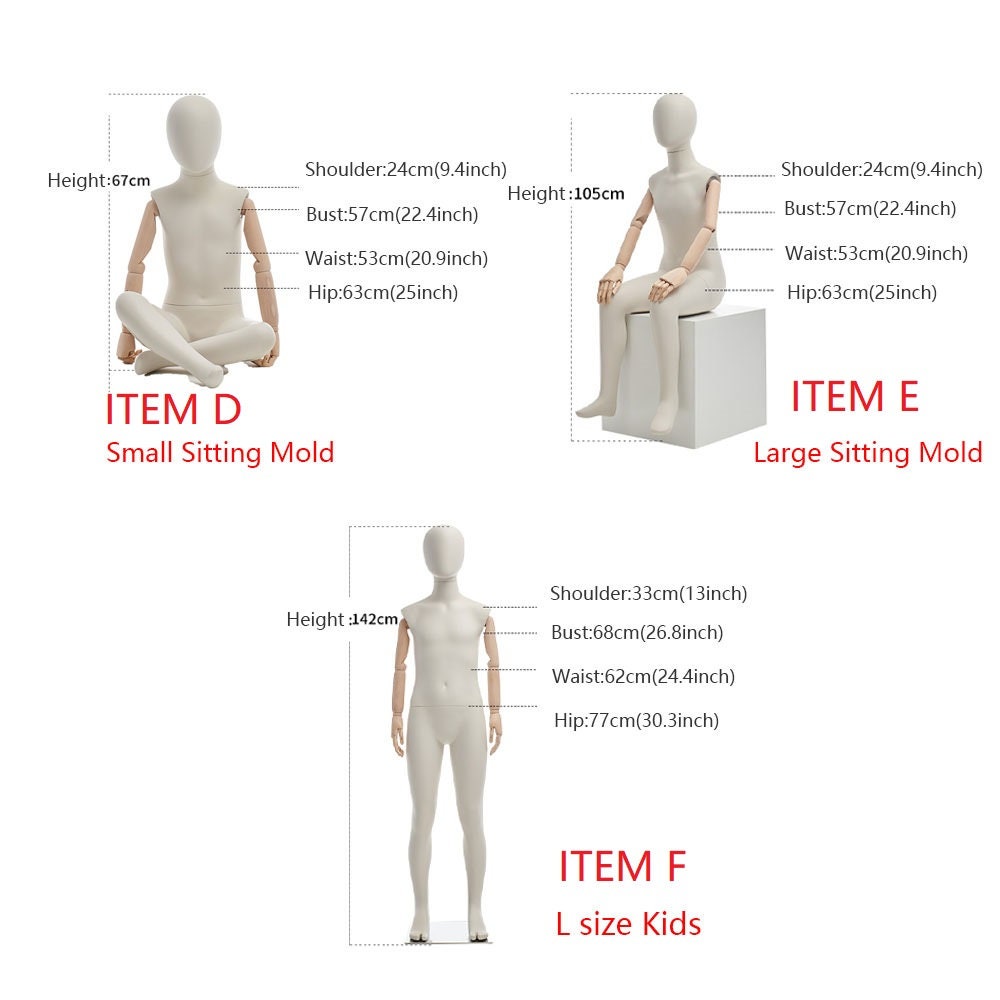 DE-LIANG Luxury Kids Mannequin With Wooden Arms, Canvas Fabric SML Size  Child Half Body Dress Form Model for Cloth Display, Bamboo Linen -   Denmark