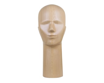 Beech Wood Mannequin Head, Hat Display, Jewelry Stand (34cm)