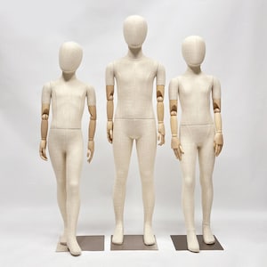 Bamboo Linen Kids Mannequin: Wooden Arms Child Dress Form (130cm-150cm)