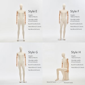 male and female full body mannequin, woman display model dummy form for boutique slub hemp human torso with wood arms image 3