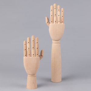 Fashion Solid Wooden Hand Mannequin,Right and Left Hands  Model Props,Flexible Fingers for Nail Gloves Ring Jewelry Store Window Display