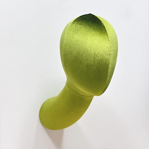 DE-LIANG Velvet Wall Mounted Mannequin Head, Green/White Velvet Head Form for Wig Hat Scarf Hair Display Wall Decor, Head Manikin*1pcs only