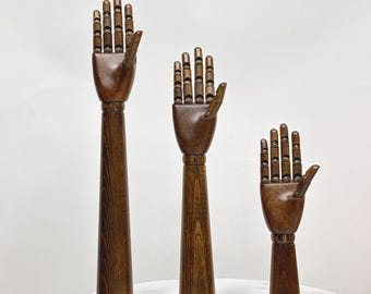 Vintage Holz Hand Schaufensterpuppe: Schmuck Display mit beweglichen Fingern