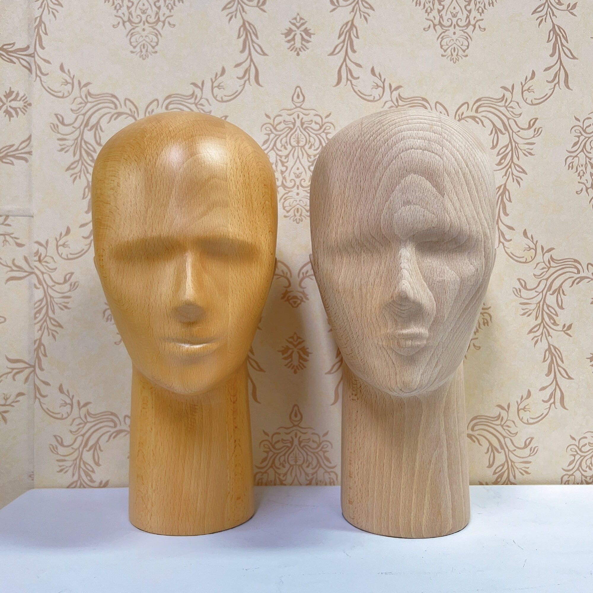 Wooden Head Mannequin, Female Solid Beech Wood Joint Piece Head Dummy, Matt  Natural Wood Color With Nose and Mouth Head for Earphone Stand 