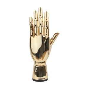 Fashion Electroplating Hand Mannequin,Female Plated Golden Left and Right Hand Model Props,Movable Fingers for Jewelry Display,Ring Holder 25cm Hand Only