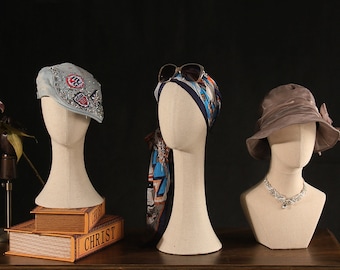 Vintage Linen Mannequin Head: Pinnable Hat Display Stand