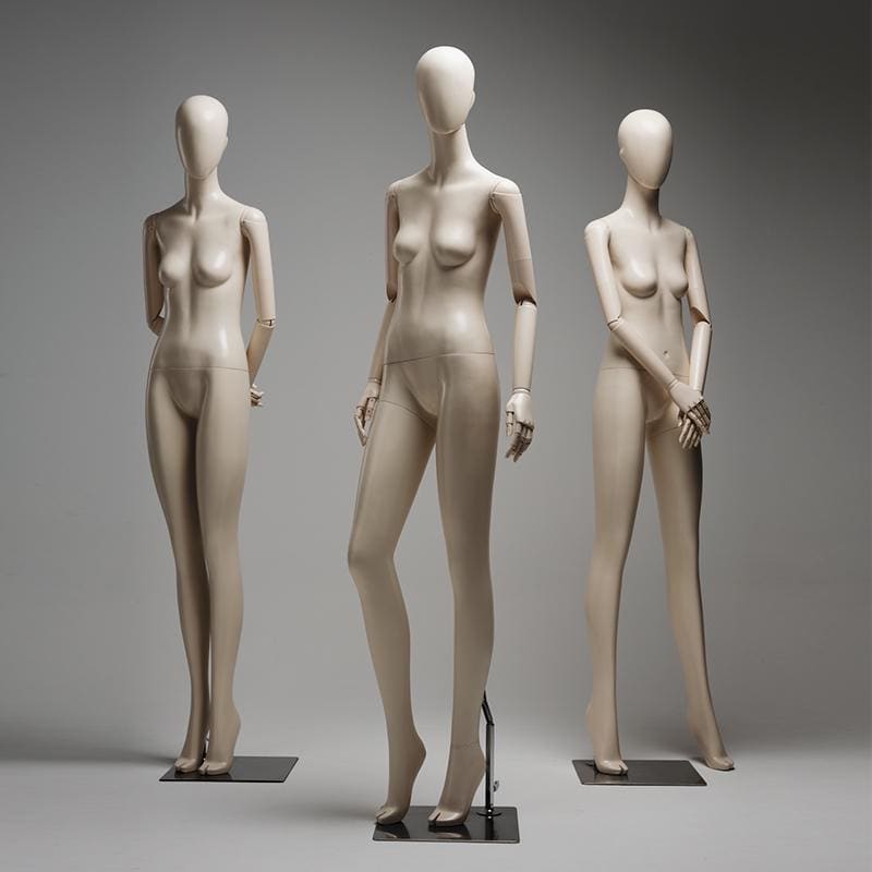 Beige Full Body Female Mannequin: Modern Clothing Display Model