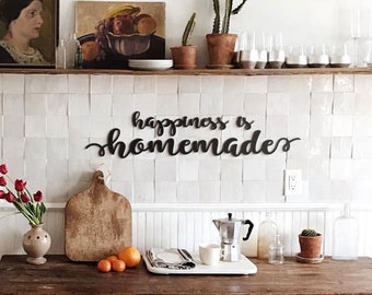 Happiness Is Homemade Metal Wall Sign - Metal Wall Art, Kitchen Wall Decor, Kitchen Art, Housewarming gift, Metal Wall hangings, Metal Sign