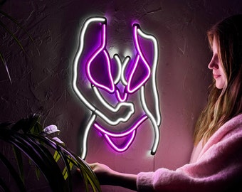 Bikini Girl Neon Sign - Girl Neon Wall Sign, Lady Neon sign, Mancave Led Sign, Bedroom Neon Decor, Neon Schild,  Woman body Neon Sign