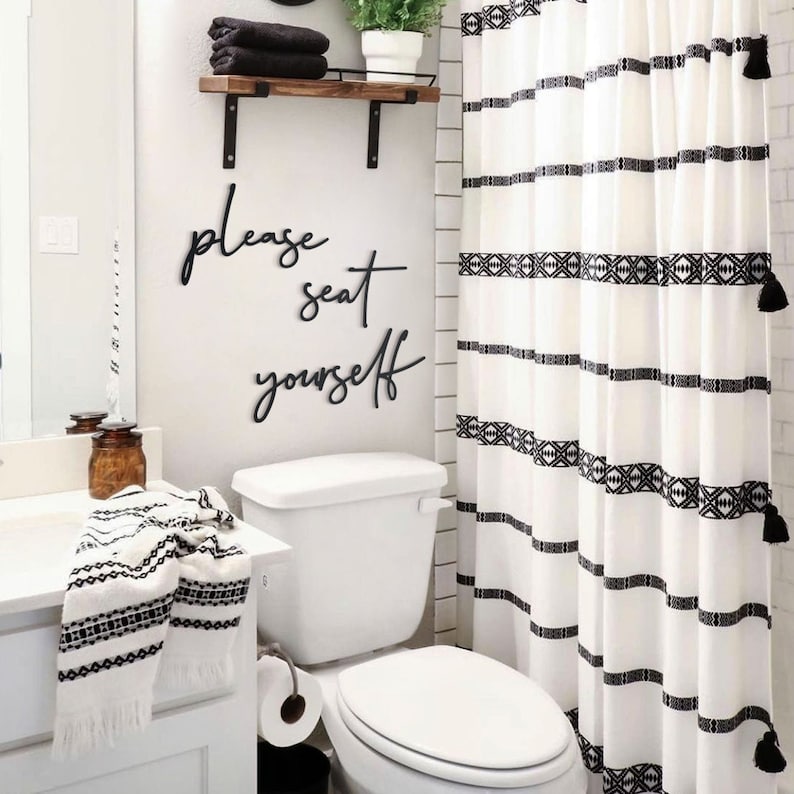 Please Seat Yourself Metal Wall Art for a Modern Bathroom Decor 