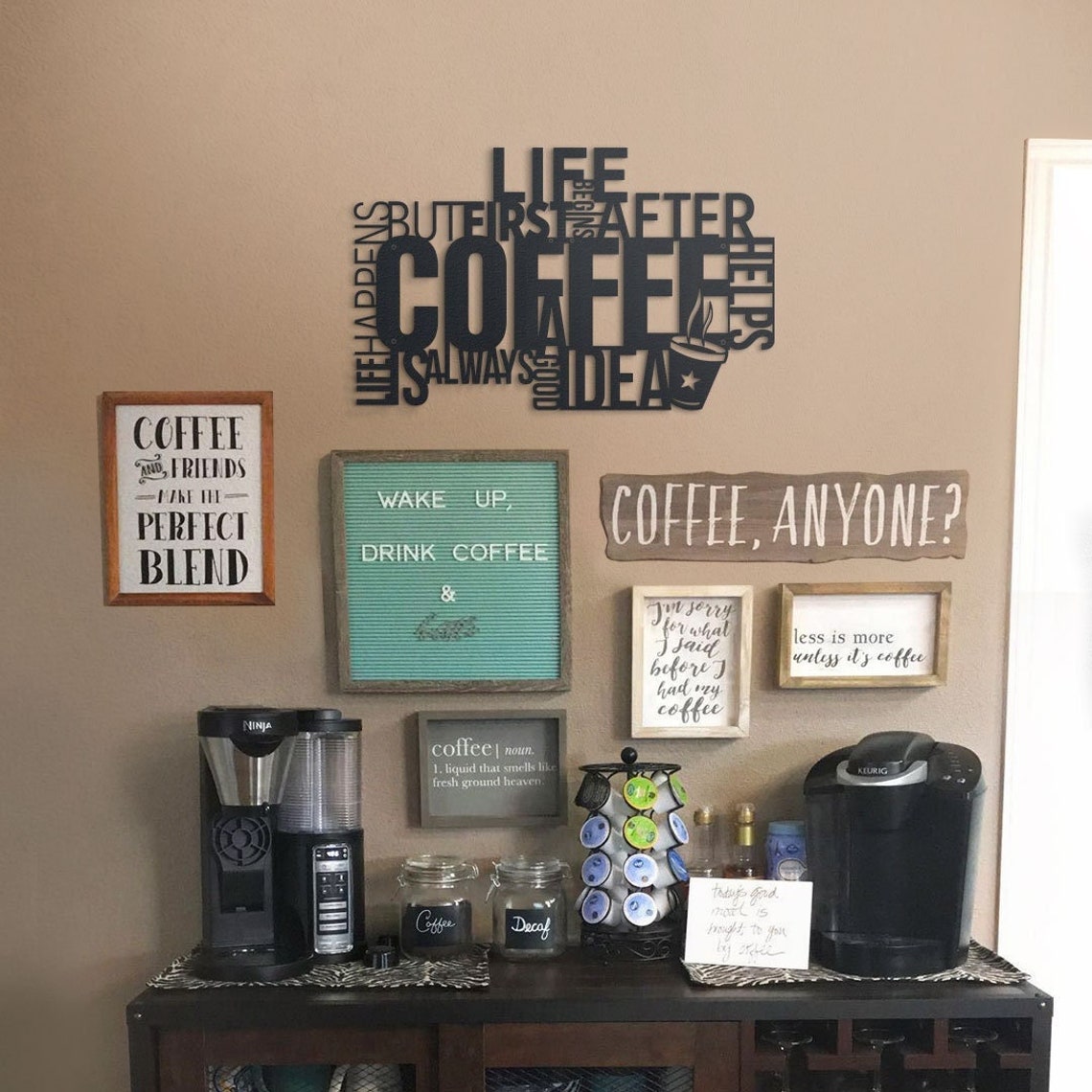 Coffee Metal Wall Art Unique Decor for Coffee Bars Coffee Etsy