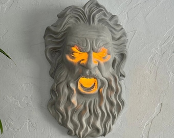 Greek Zeus Sculpture Wall Light, Statue, Decorative Wall Lights, Greek Mythology, Marble Sculpture 3D Wall Art, Illuminated Sculpture Decor