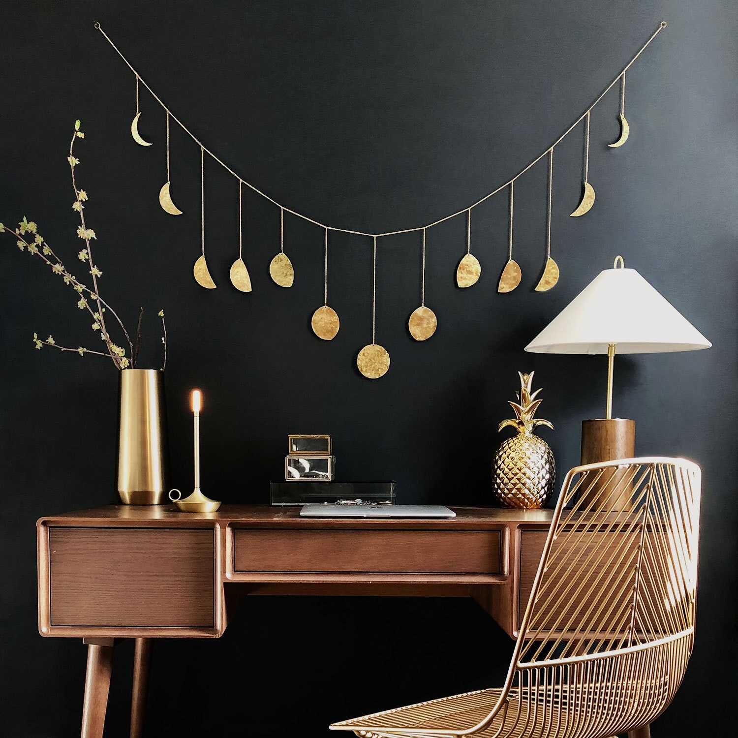 Accrochage Mural Moon Charm, Art Élégant en Laiton Pour Les Amoureux de La Lune