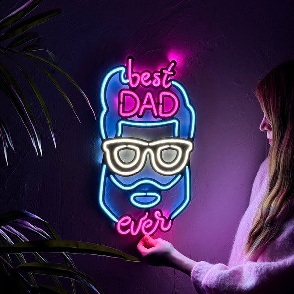 Best Dad Ever Neon Sign - Father Led Sign, Fathers Day Neon Sign, Fathers Day Gifts, LED custom Sign, Neon Wall Sign, LED neon Decors