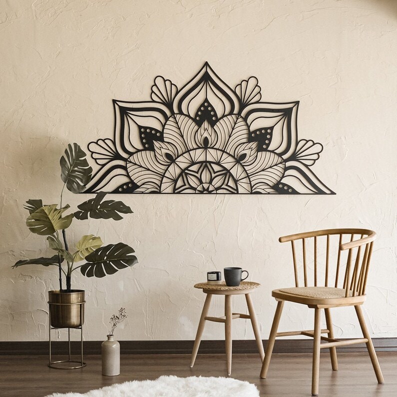 Sutra Black Metal Mandala Wall Art for a Spiritual Design Etsy