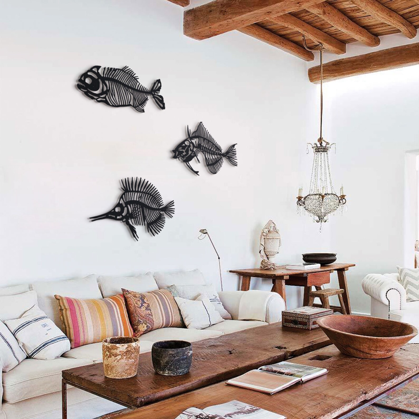 Fishbones Metal Wall Art Best Nautical Wall Decor Etsy