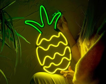 Pineapple Neon Wall Sign, Led Room Decor, Fruit Neon Sign, Led Neon Light, Cafe, Bar Beach Led Signs, Summer Neon Sign, Seaside Sign