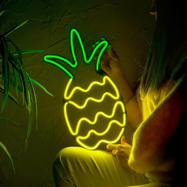 Pineapple Neon Wall Sign, Led Room Decor, Fruit Neon Sign, Led Neon Light, Cafe, Bar Beach Led Signs, Summer Neon Sign, Seaside Sign