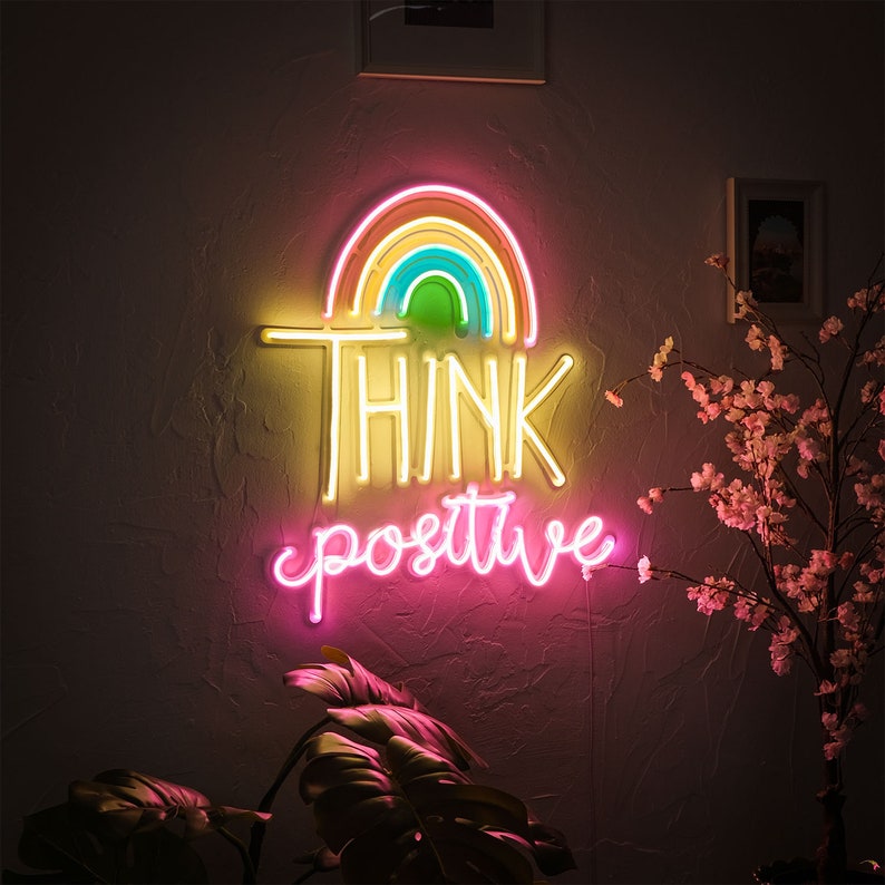 Think Positive Neon Wall Art Led Neon Sign Neon Wall Decor Etsy