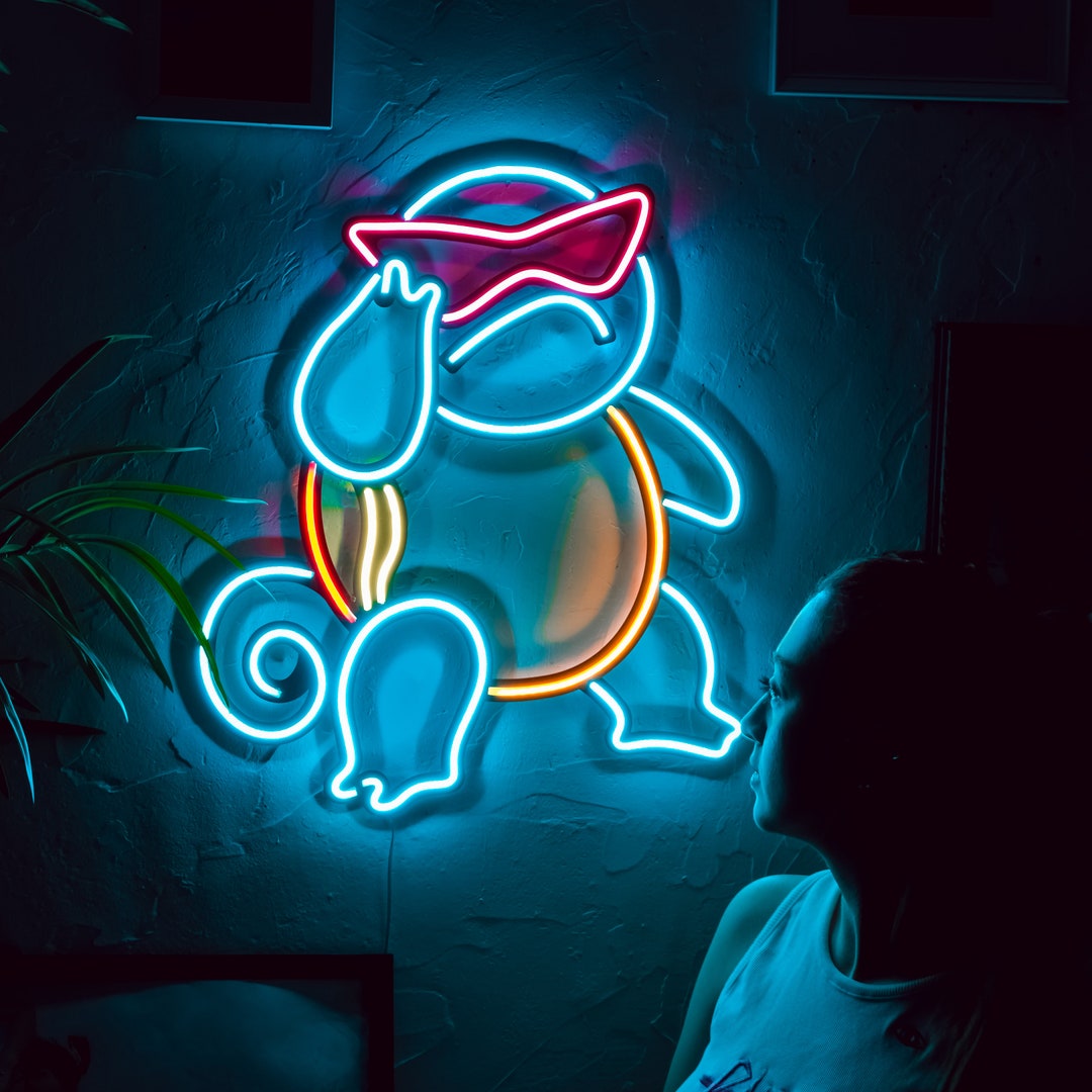 Squirtle Pokémon Ispired Neon Wall Decor, Anime Decor,squirtle Gifts