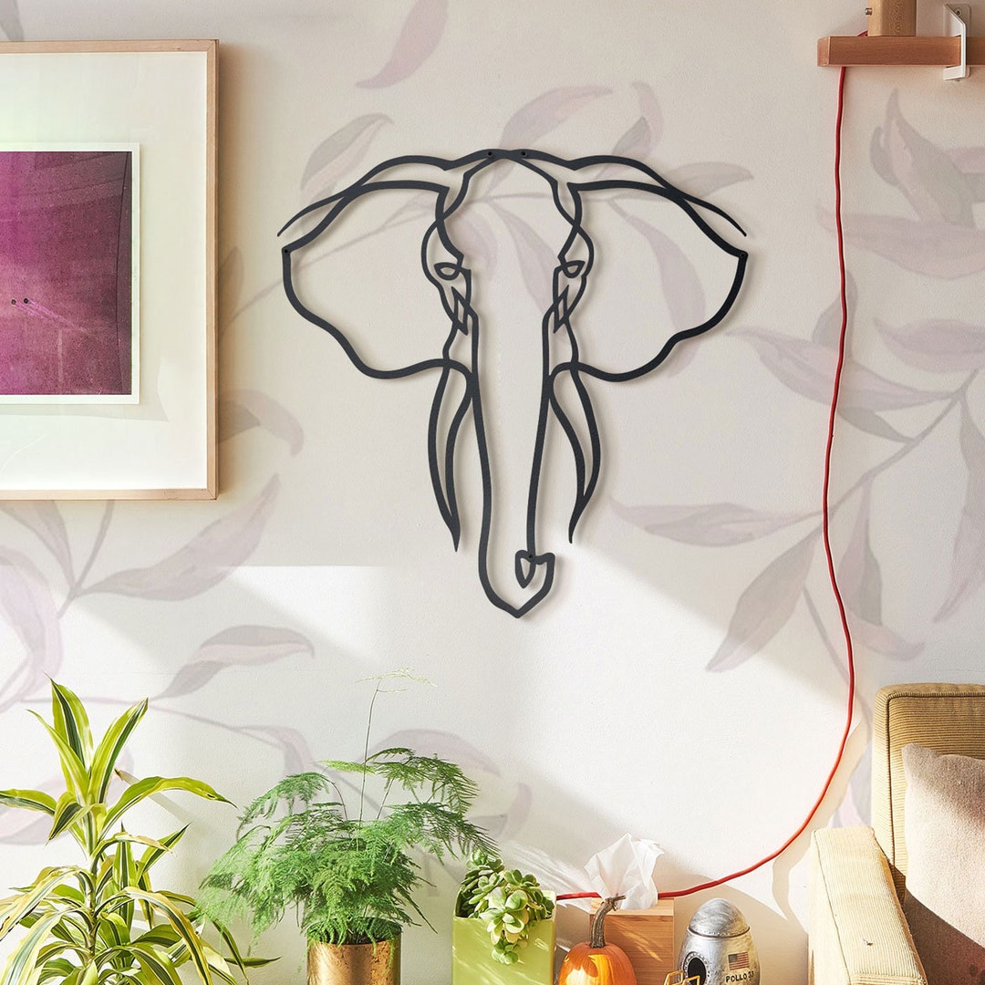 Elephant Metal Wall Art , Geometric Wall Decor for Safari Art, Elephant