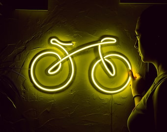 Bicycle Yellow Led Decor, Bike Neon Sign, LED Neon Decor ,Cyclist Decor, Biker Wall Art, Bike Neon Sign, Bicycle Led Decor, Led Neon Sign