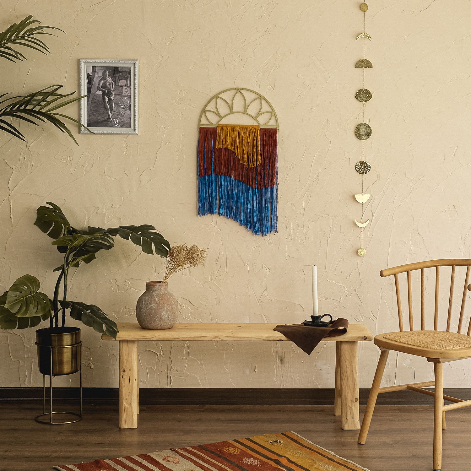 Accrochage Mural en Macramé Métal Ortus, Décor Boho Unique