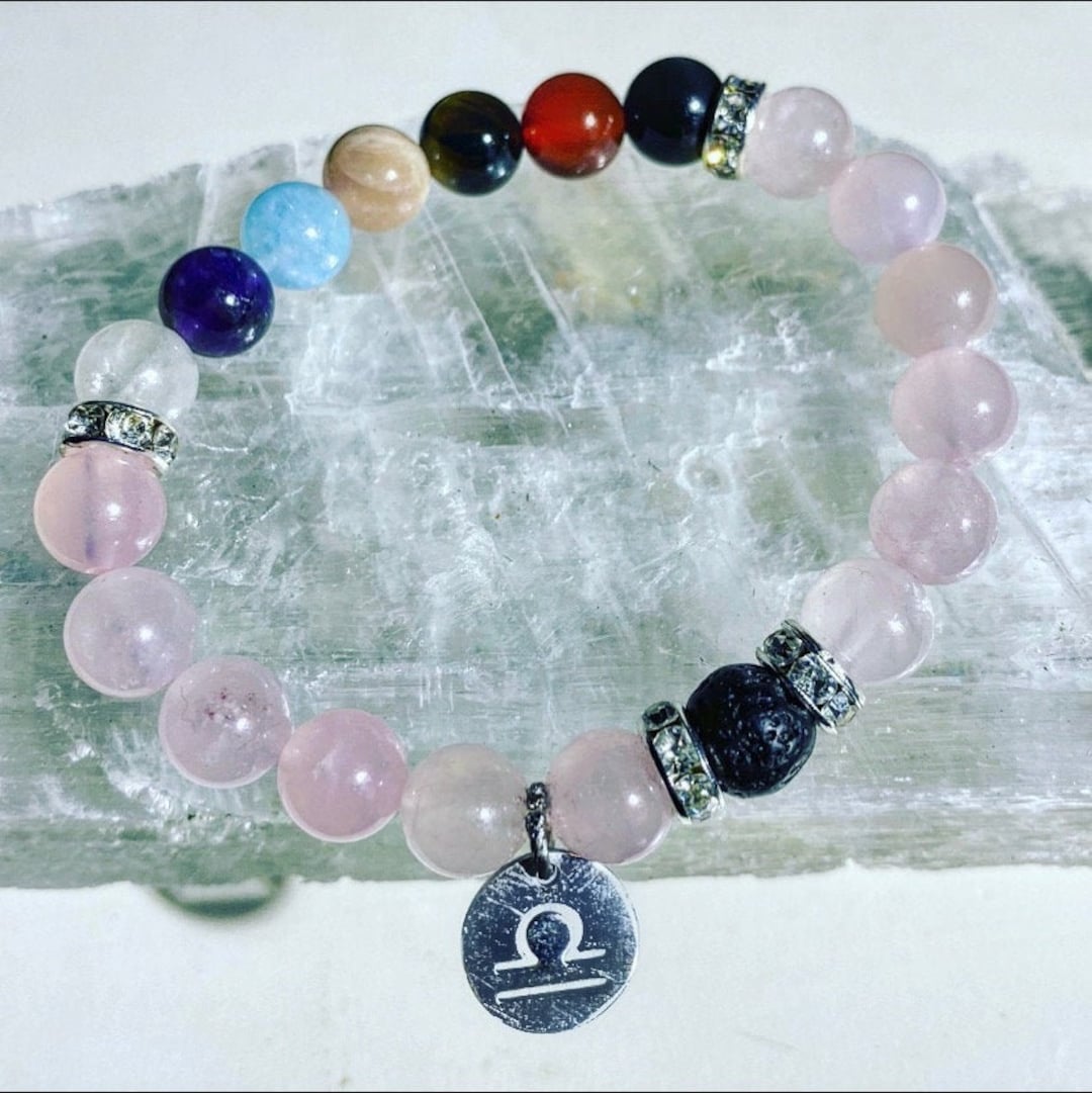 Libra Astrology Sign Rose Quartz Energy Chakra Bracelet Etsy