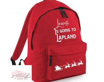 Personalised Lapland Backpack – Kids Christmas Travel Bag, Child’s Name Rucksack, Santa Trip Backpack, Lapland Holiday Gift