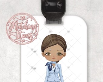 Personalised Airline Luggage Tag & Strap | Custom Name Travel Accessory (MDF), Lime Scarf