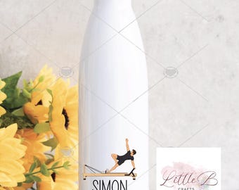 Personalised Pilates Water Bottle – 500ml Double-Walled Sports Bottle, Reformer Pilates Gift
