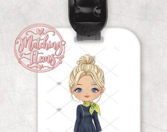 Personalised Airline Luggage Tag & Strap | Custom Name Travel Accessory (MDF), Lime Scarf