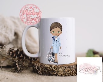 Personalised Cabin Crew Ceramic Mug, Custom Name,  Gift for Aviation Staff,1 1oz Ceramic Coffee Cup