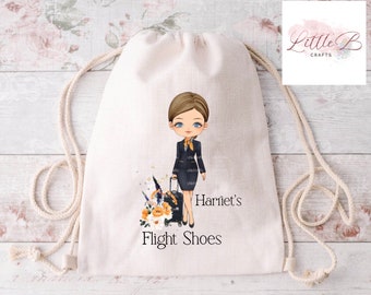 Easy Jet Crew shoe bag, Cabin crew, Airline, Drawstring bag, Crew shoes, personalised gift, Air Hostess.