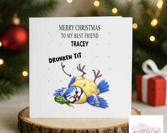 Funny Christmas Card, Rude Xmas Card, Adult Humour Christmas Card, Cheeky Festive Card, Funny Card for Best Friend, Drunk Tit