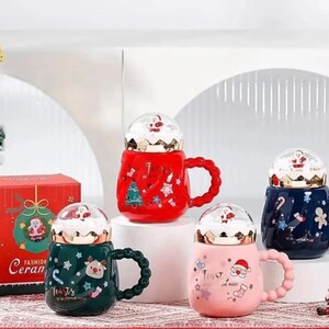 Taza de cerámica con diseño de bola de nieve navideña, regalo personalizado