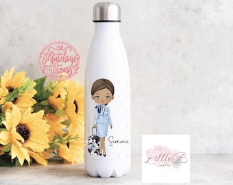 Personalised Aviation Bottle – Cabin Crew Water Bottle, Flight Attendant Gift, Ground Staff Gift, Custom Airline Crew Travel Bottle