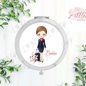 Cabin crew, Aviation compact mirror, personalised gift
