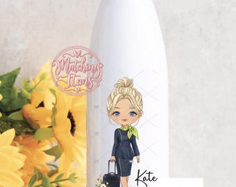 Personalised Aviation Bottle – Cabin Crew Water Bottle, Flight Attendant Gift, Ground Staff Gift, Custom Airline Crew Travel Bottle