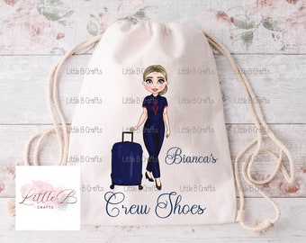 BA, British AirwaysCabin Crew, Airline, Drawstring bag, Crew shoes, personalised gift